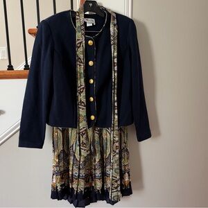 Jeffrey & Dara Vintage 3 Piece Set with Paisley Trim & Gold Buttons Size 14 NWT